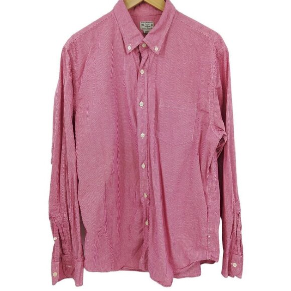 Tailored J Crew Button Down Collared Shirt Size L Red White Plaid Long Sleeve - Picture 1 of 11